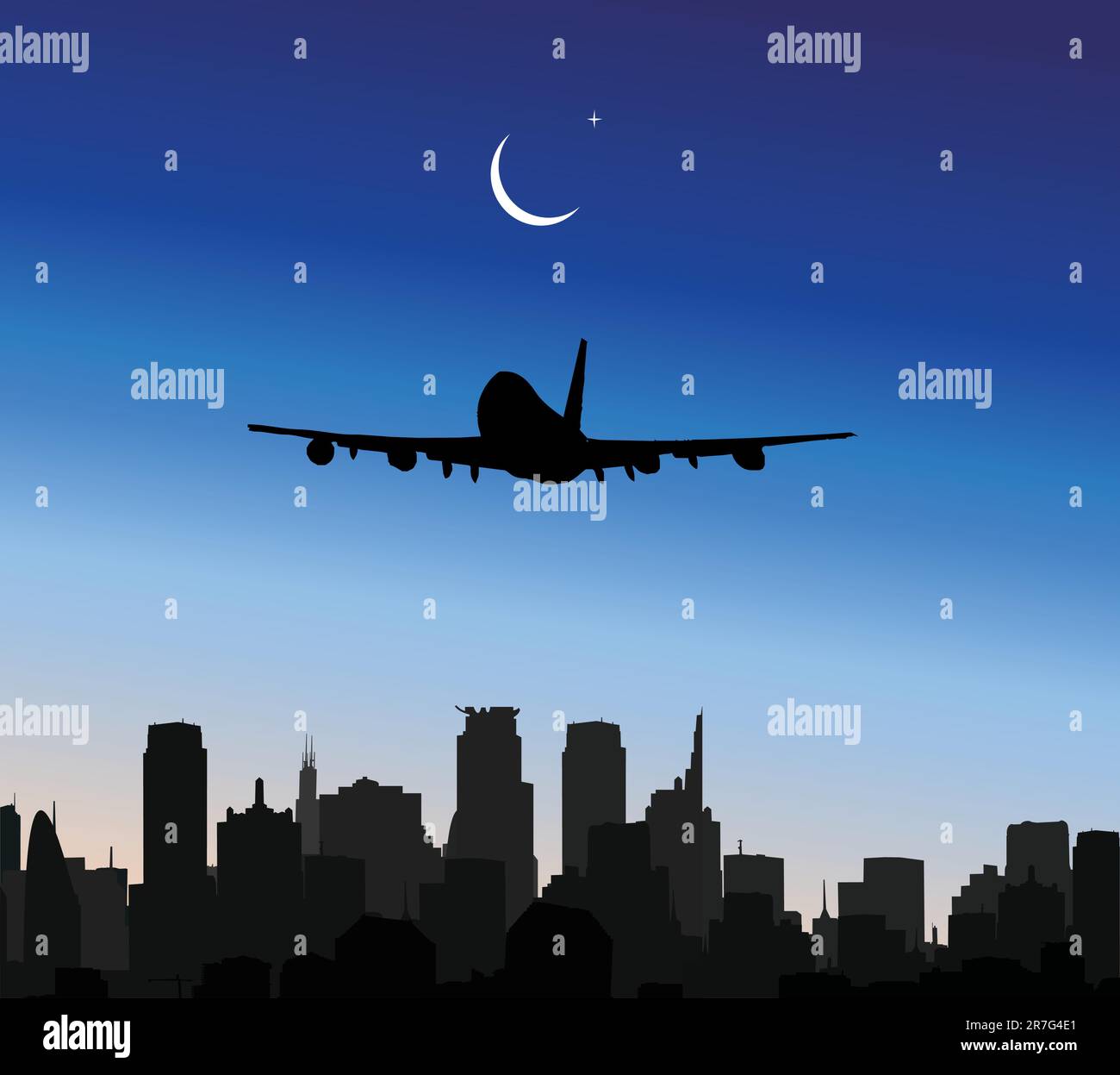 airplane flying in sky Stock Vector