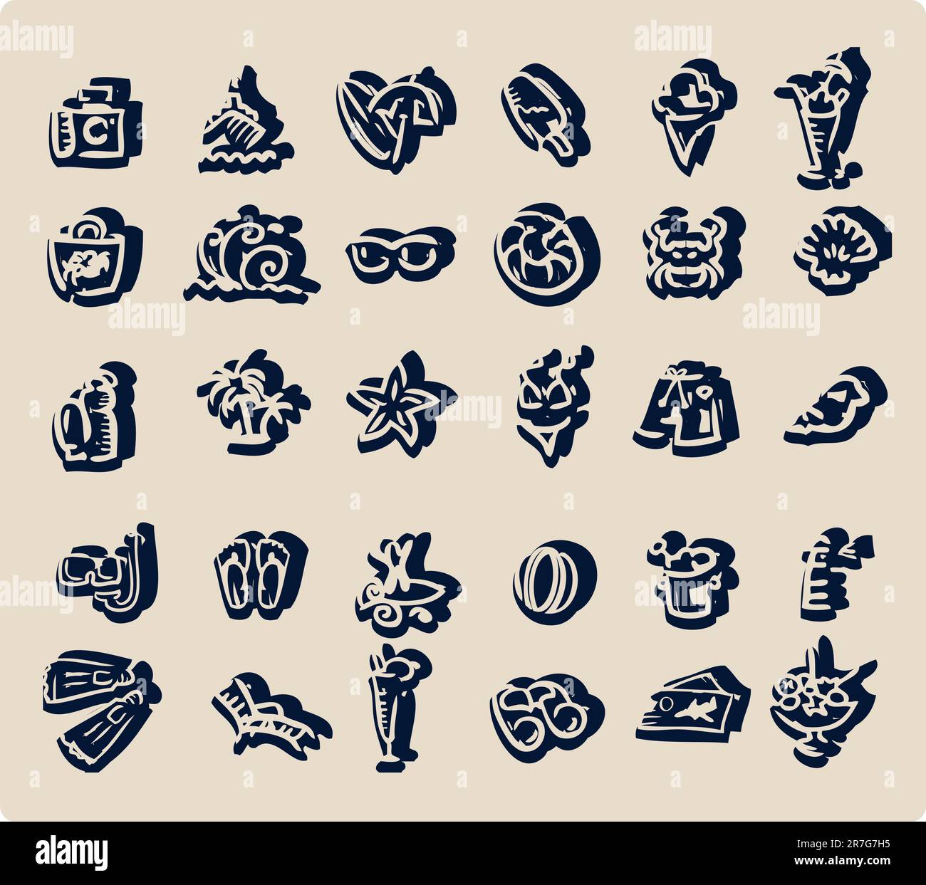 Beach icon set vector illustration doodley Stock Vector Image & Art - Alamy
