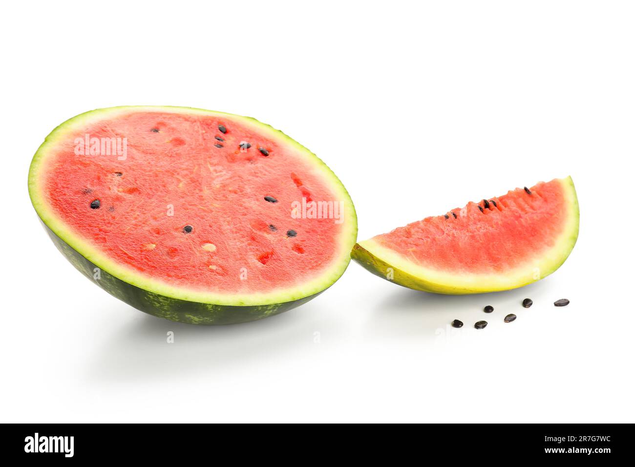 Pieces of fresh watermelon on white background Stock Photo - Alamy