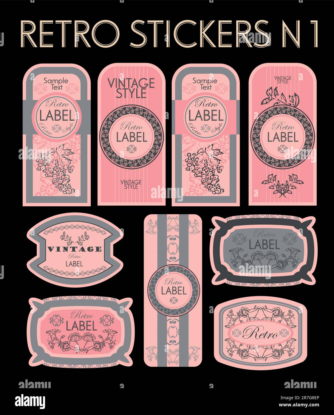Vector set vintage labels hi-res stock photography and images - Alamy