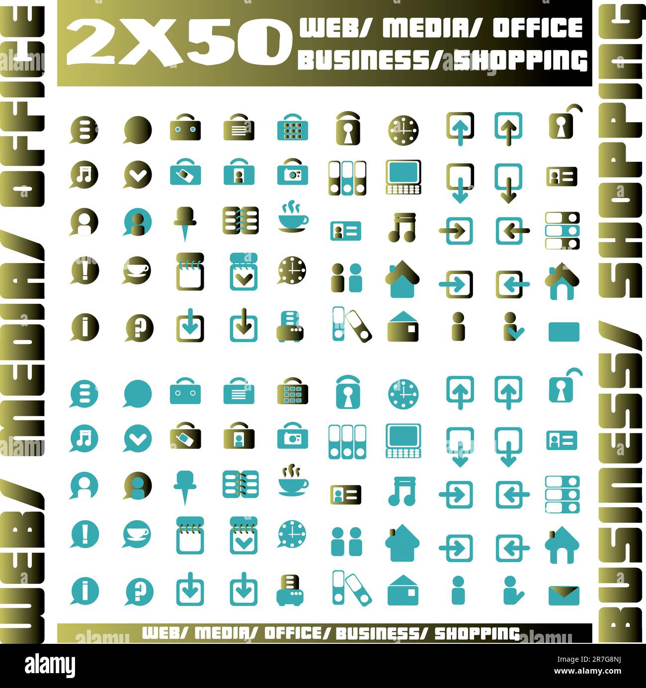 100 icons office hi-res stock photography and images - Alamy