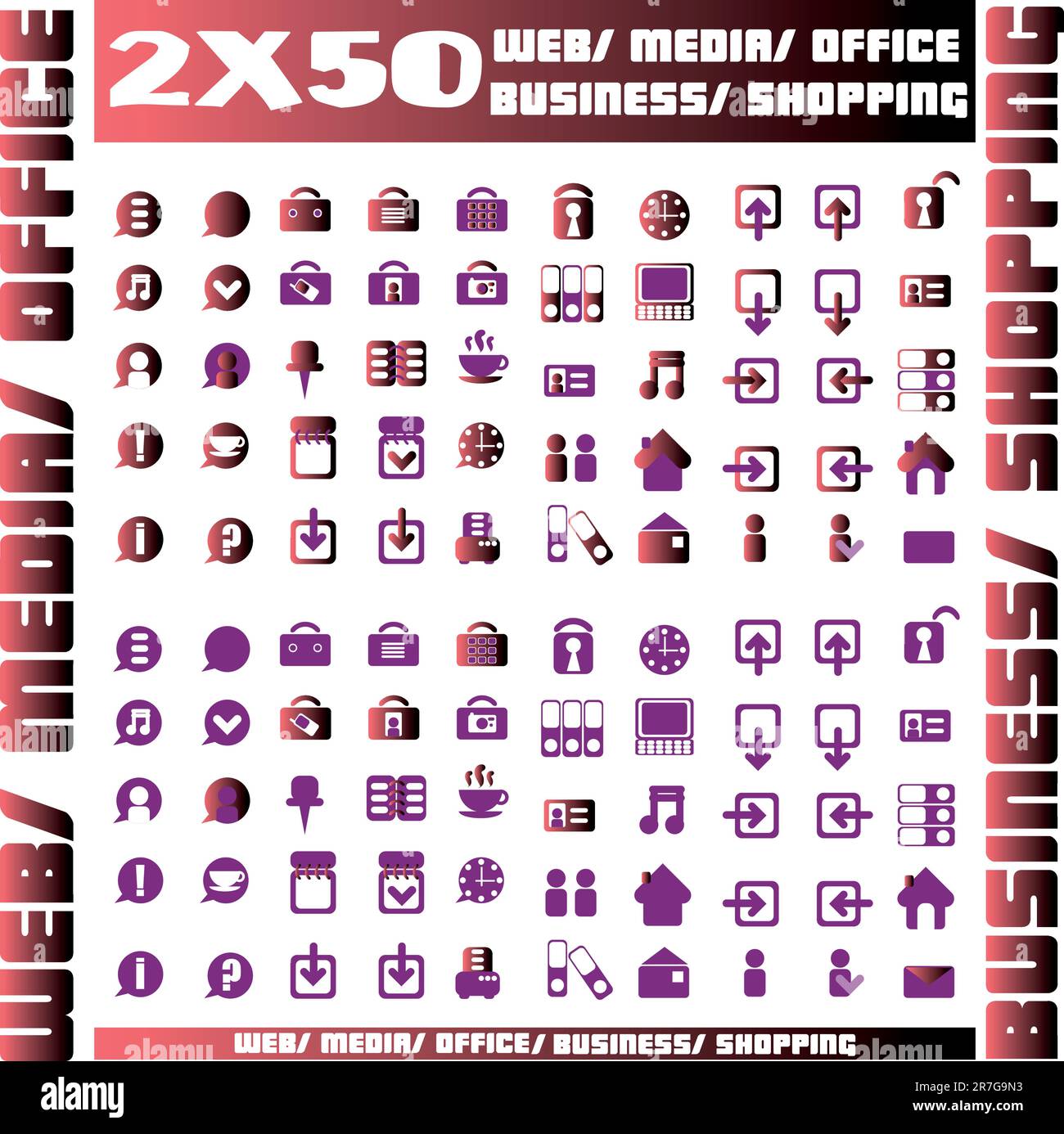 Hundred vector Icons for Web Applications. Web, medical, media, shopping and other. Stock Vector