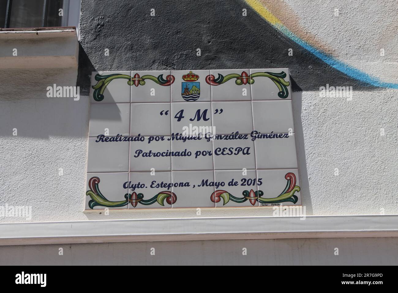 Estepona, Spain - August 27, 2015: '4M' by Miguel Gonzalez, in 2015. 10ft mural, on a wall of Edificio Los Claveles. Dedicated to Scarlett Johansson Stock Photo
