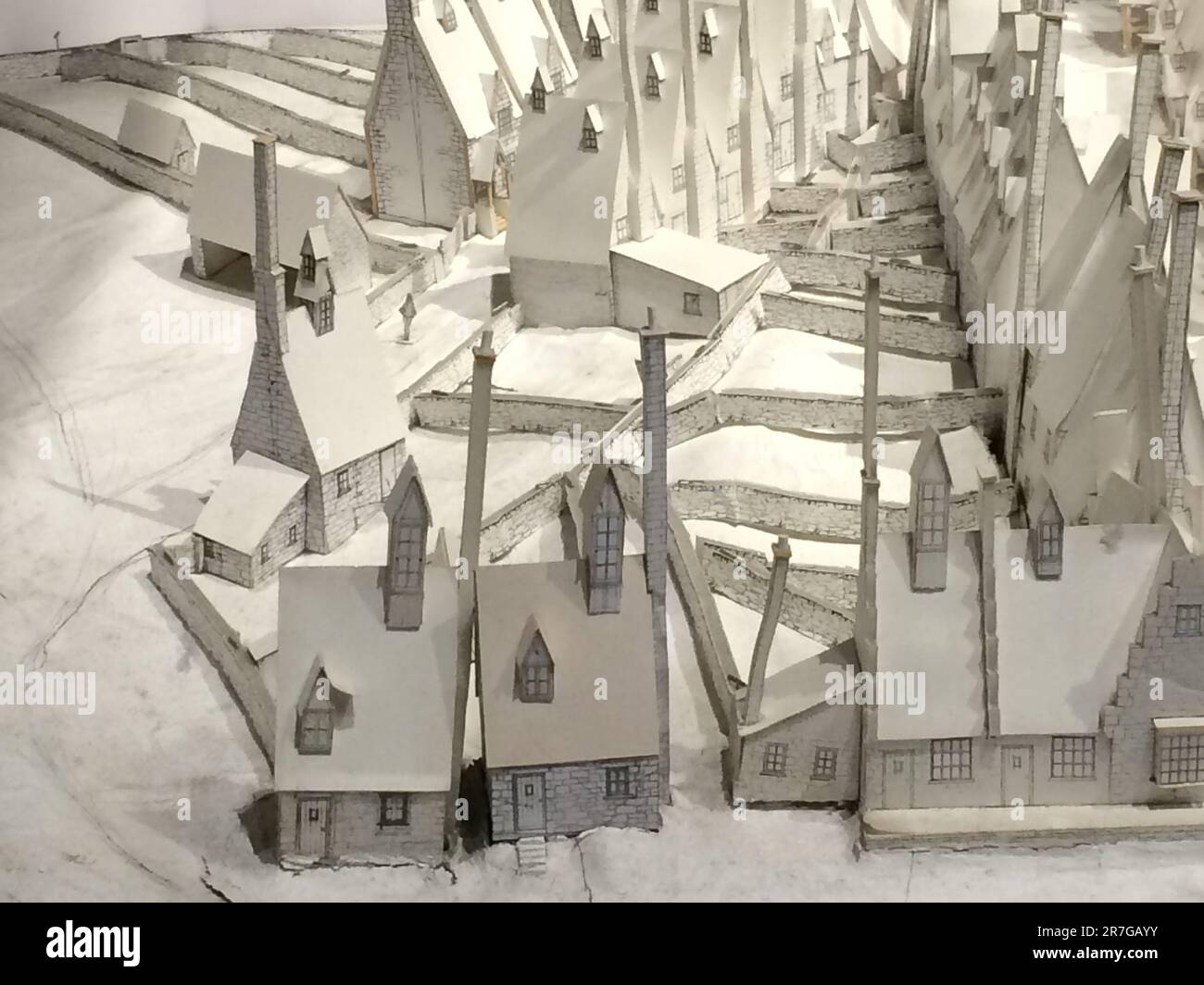 Hogsmeade scale model. The Making of Harry Potter, Warner Bros. Studio Tour, London. Stock Photo