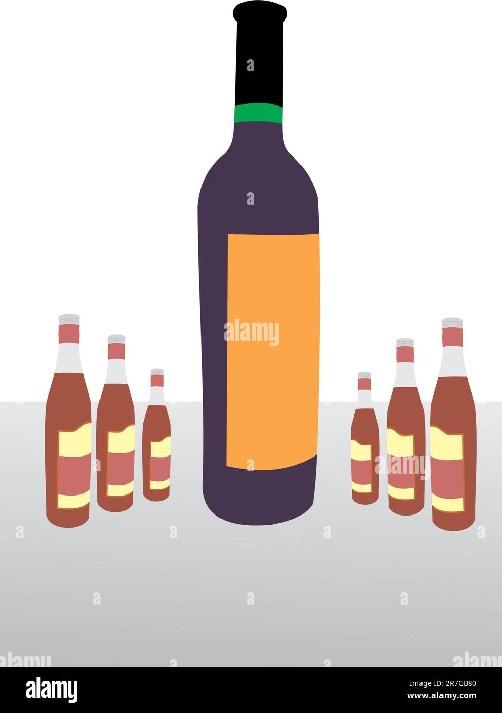 Bottles with alcohol. Wine and cognac Stock Vector