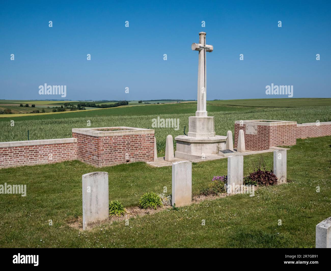 The image is of the British Point 110 new military cemetery that was located in a so called safe area being out of the sight of the enemy Stock Photo