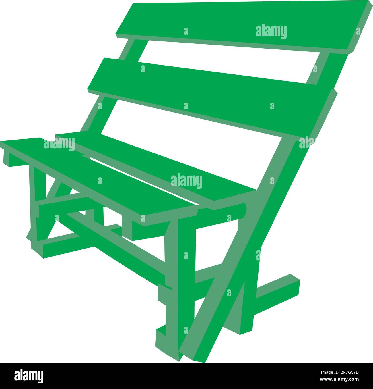 Green bench. A bench in a garden. Wooden furniture Stock Vector