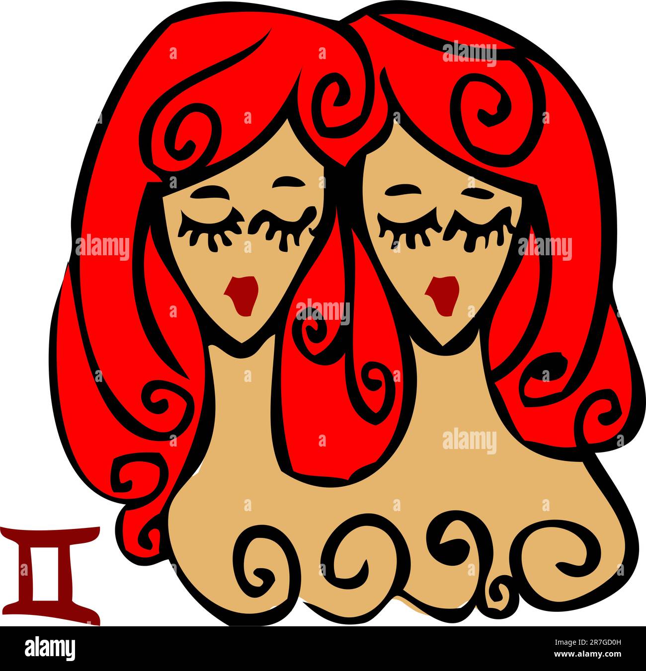 Zodiac signs, icons - gemini, Beauty Woman symbol Stock Vector Image ...