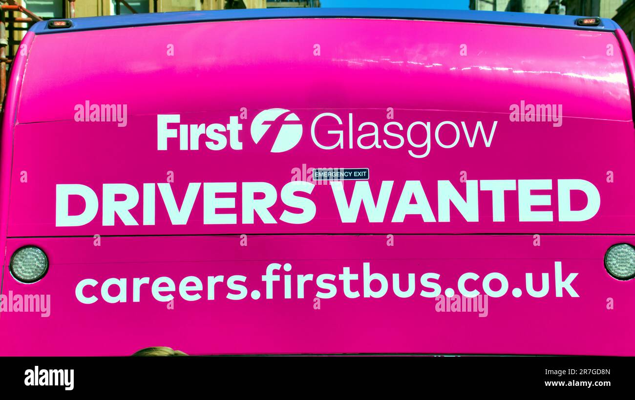 drivers waned because of labour shortage bus advert Stock Photo