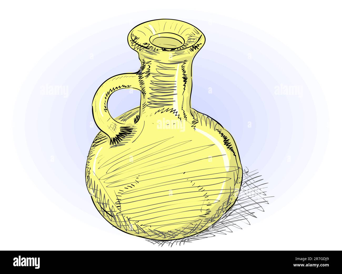Small yellow glass carafe - vector rough illustration Stock Vector