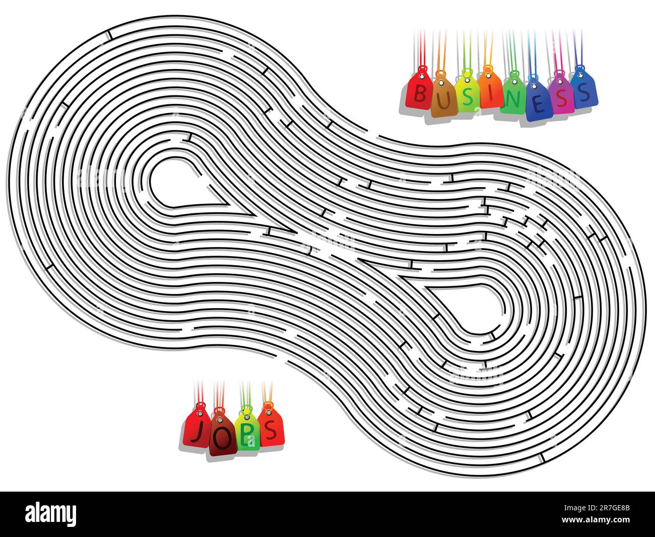 abstract conceptual maze against white background, vector art illustration Stock Vector