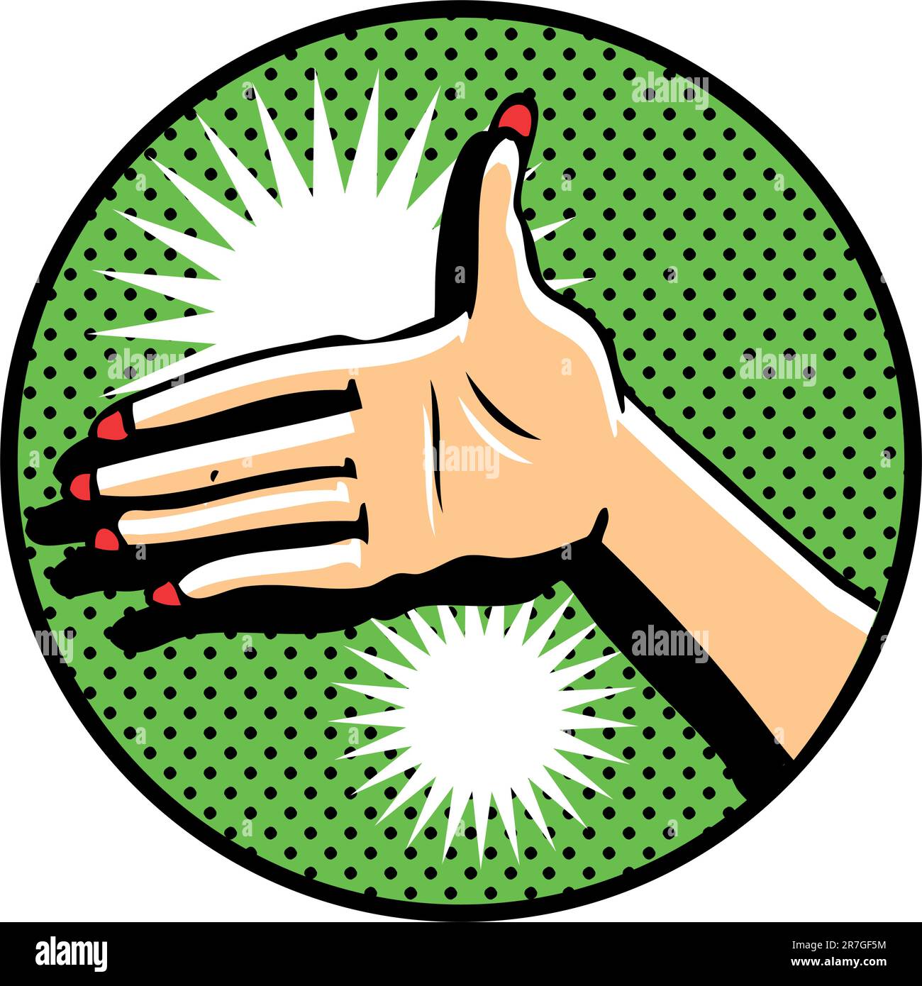 Let's be friends. Pop art hand symbol on dot background Stock Vector