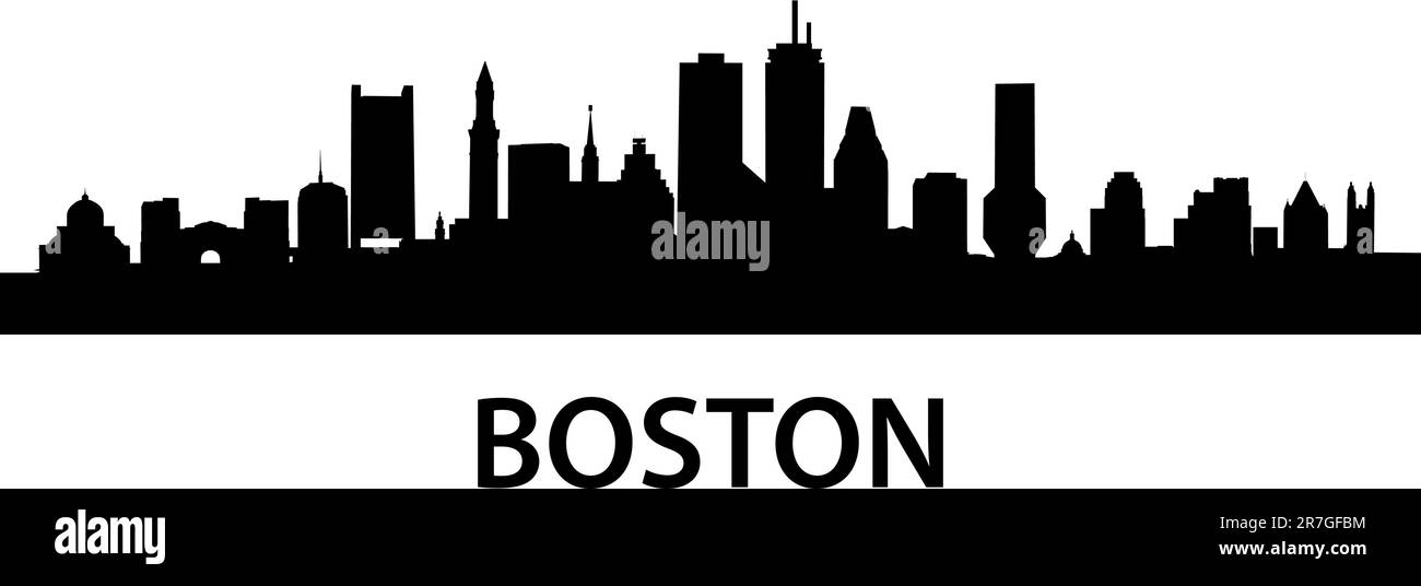detailed silhouette of Boston, Massachusetts Stock Vector
