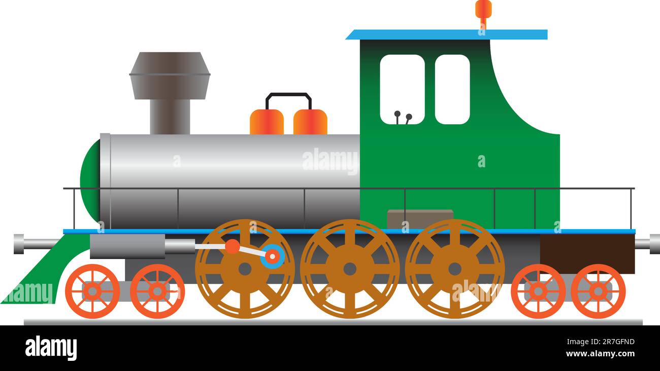 Stylized steam locomotive - vector illustration eps8 Stock Vector
