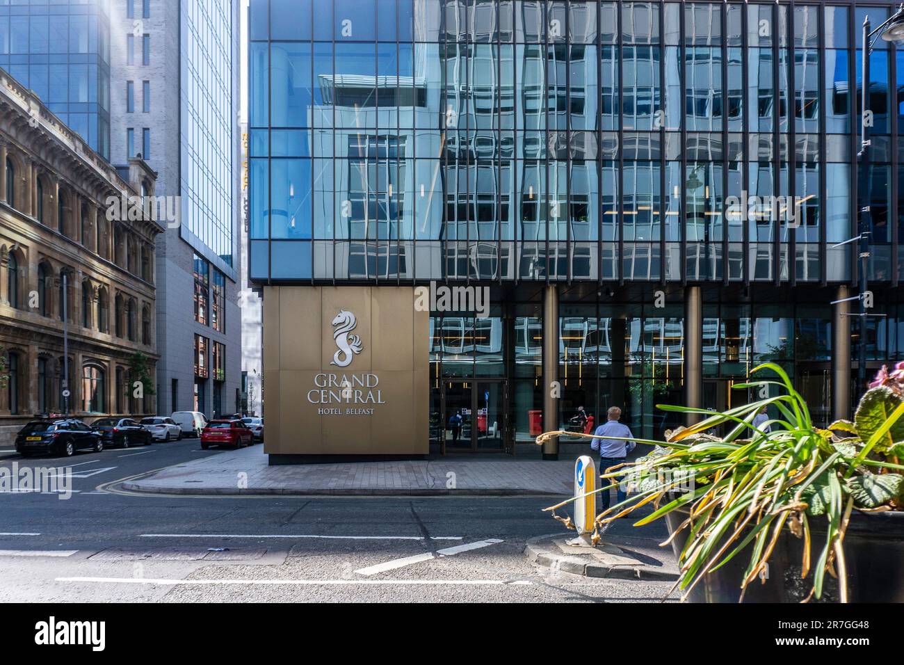 The entrance to the Grand Central Hotel in Belfast, Northern Ireland. A