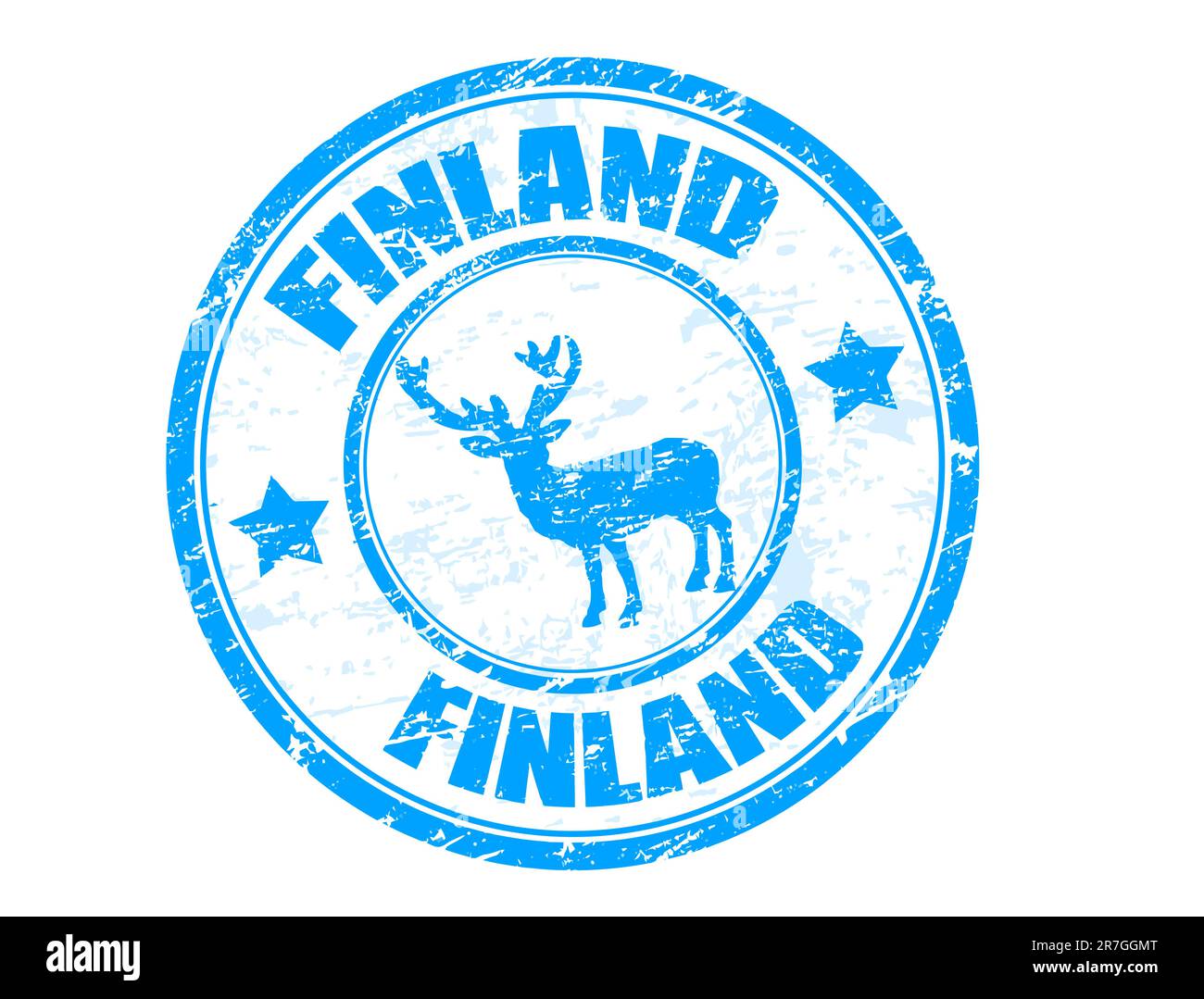 Grunge rubber stamp with moose shape and the name Finland written inside the stamp Stock Vector
