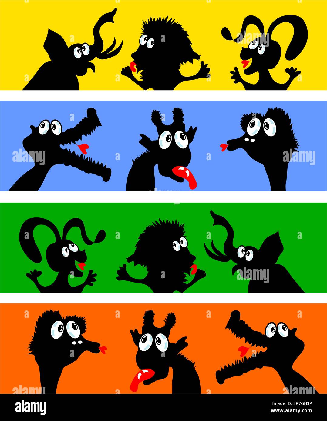 Cartoon Animals Heads Africa Fauna vector kids illustrations Stock Vector