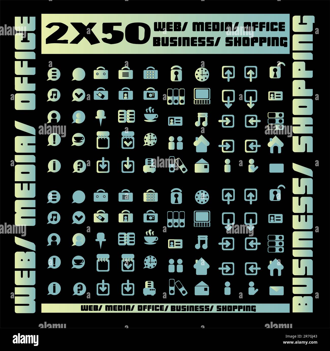 Hundred vector Icons for Web Applications. Web, medical, media, shopping and other. Stock Vector