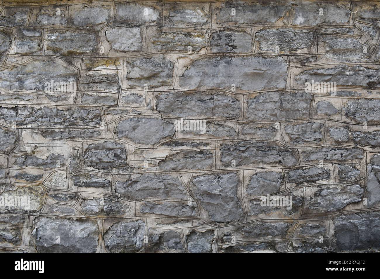 large stone and mortar wall background Stock Photo