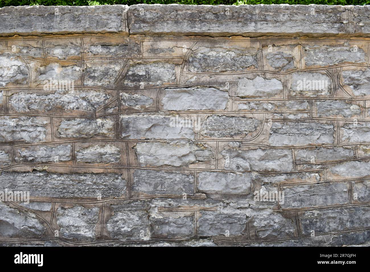 Large stone wall ledge background Stock Photo