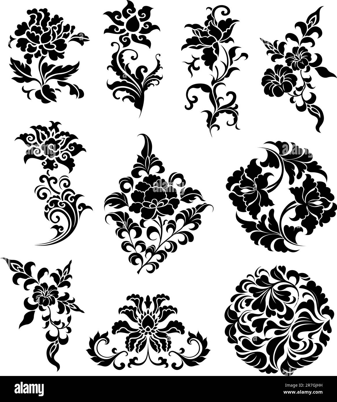 decorative swirl floral set Stock Vector Image & Art - Alamy
