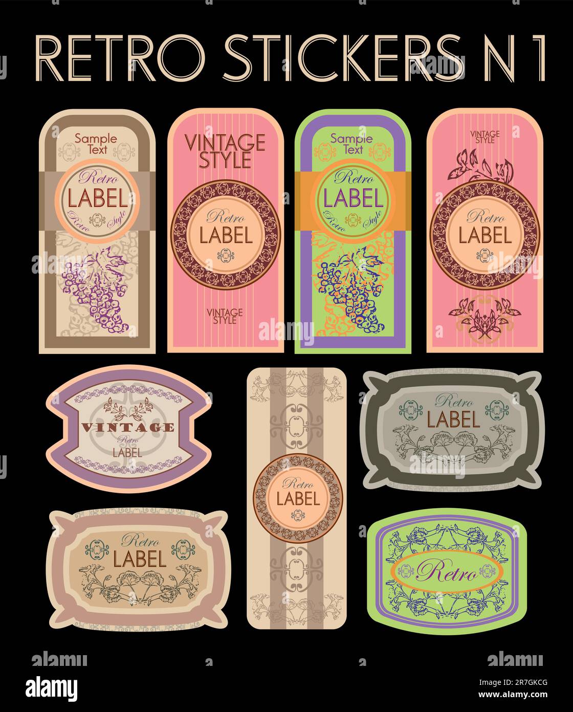 Vector set vintage labels hi-res stock photography and images - Alamy