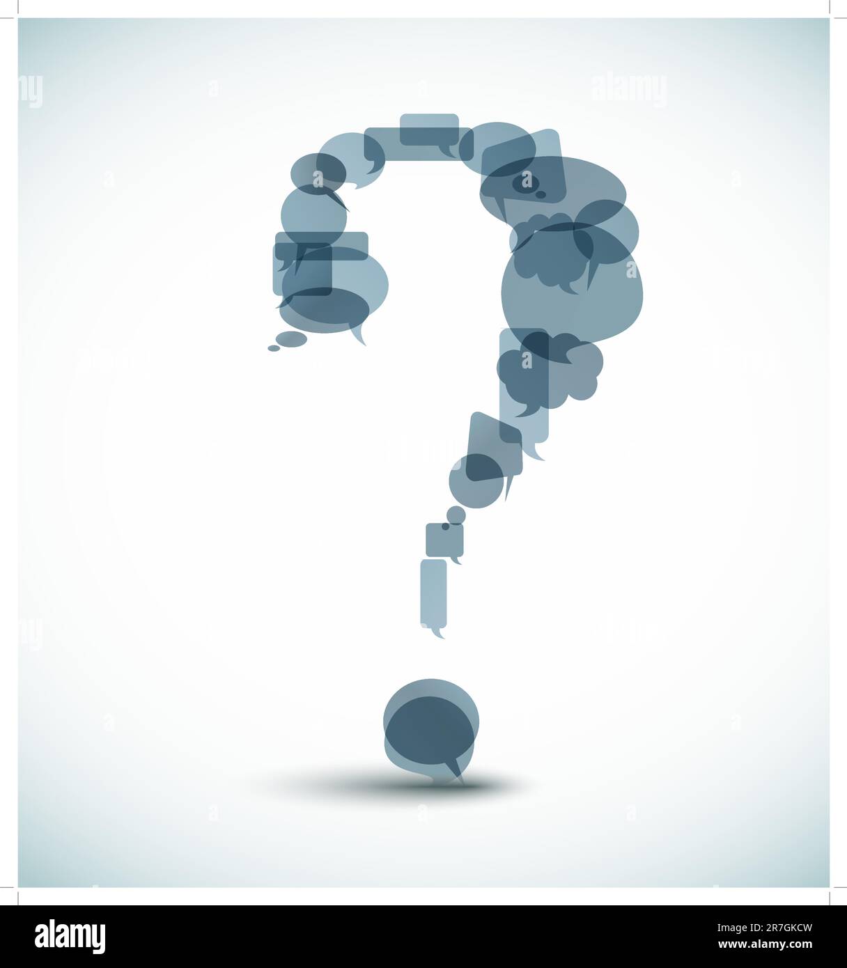 Question mark made from blue speech bubbles Stock Vector