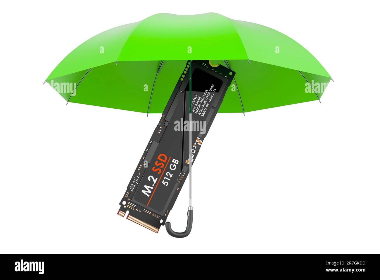 M2 SSD under umbrella, 3D rendering isolated on white background Stock ...