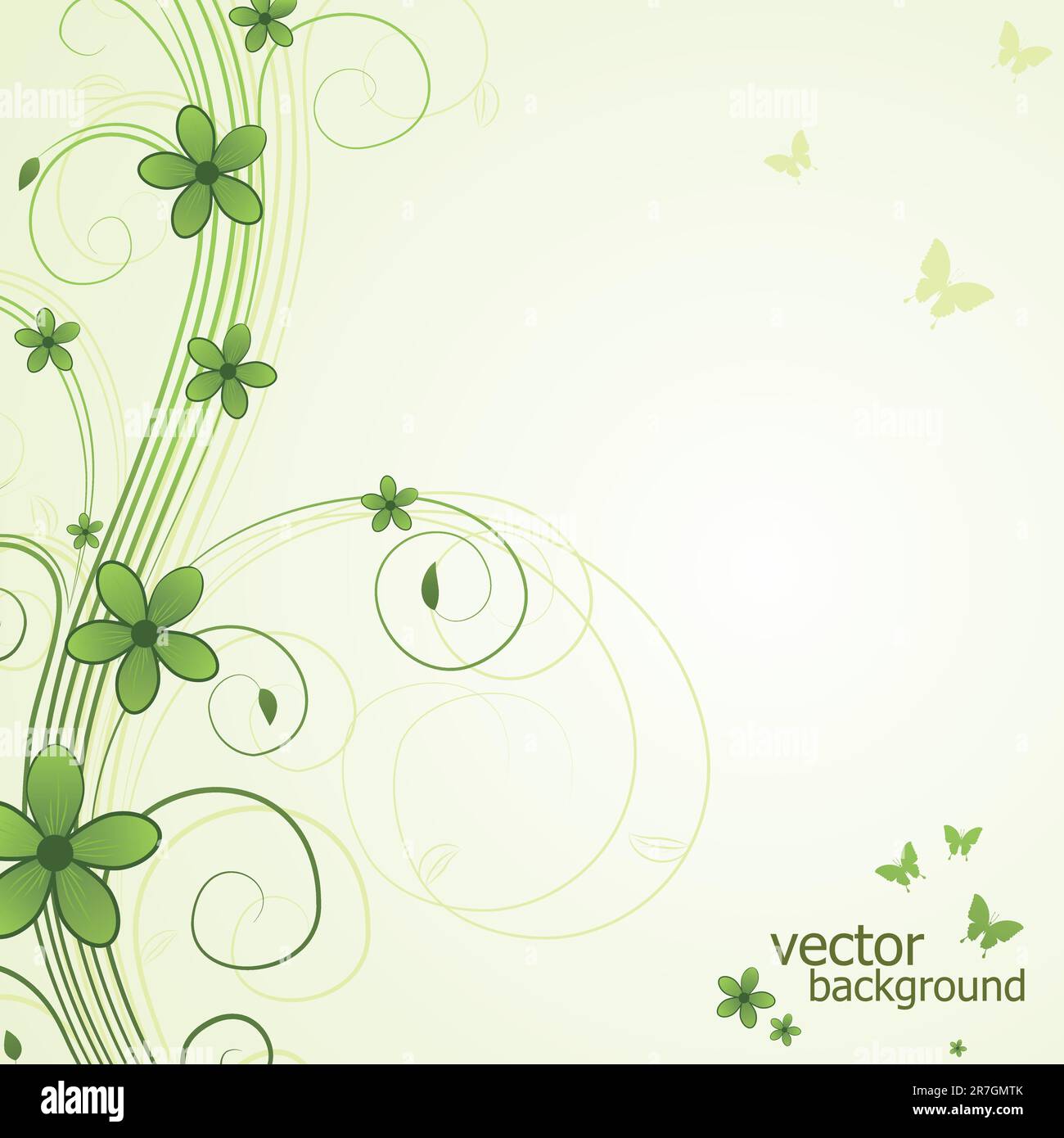 Abstract floral background with butterfly and flower. Vector ...