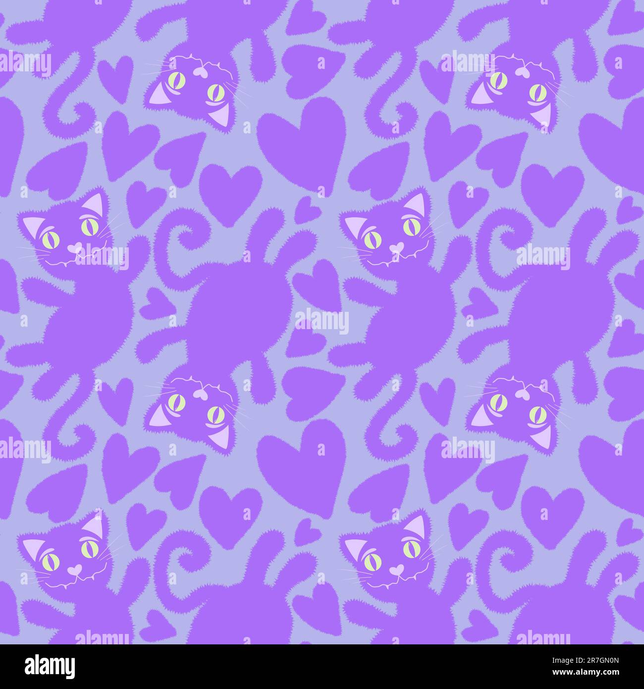 Halloween cartoon black cats seamless animals fluffy monsters pattern ...