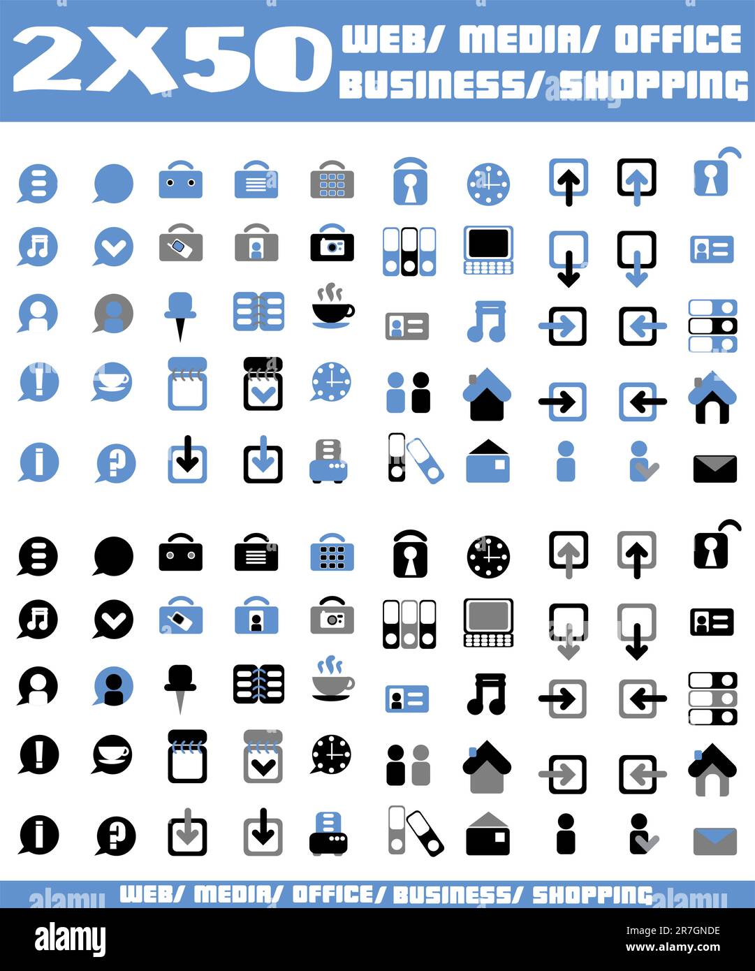 100 blue vector environmental icons and design-elements Stock Vector