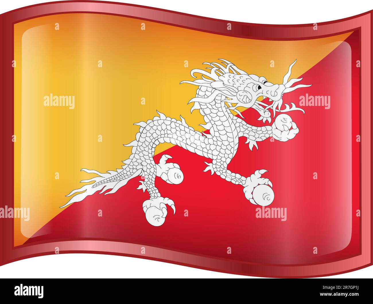 Bhutan flag icon, isolated on white background Stock Vector