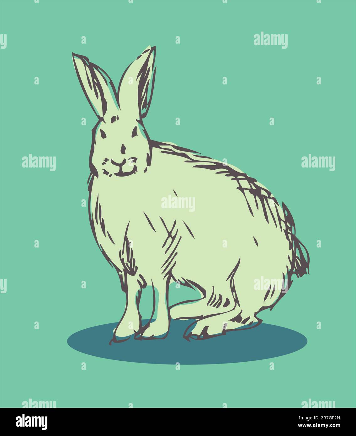 Rabbit vector fake retro tattoo style Stock Vector