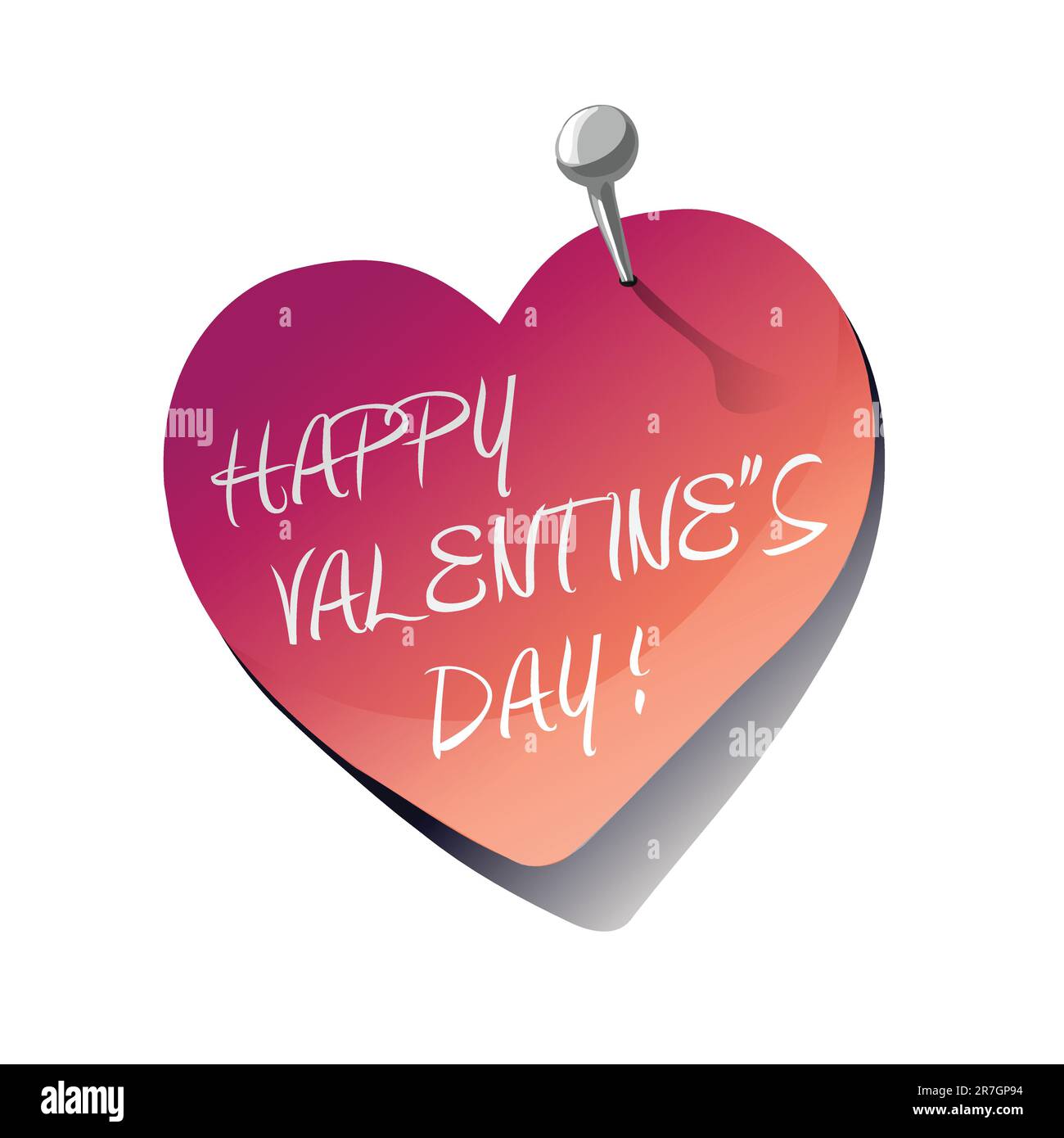 Happy Valentine's Day heart sticky note, vector illustration Stock Vector