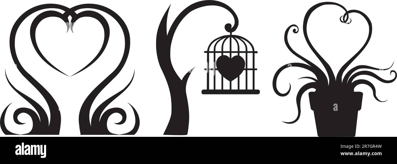 Silhouette art heart vector in three styles Stock Vector Image & Art ...