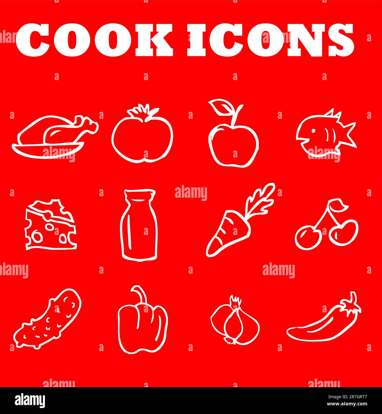 Cook food web icon red 3 Stock Vector