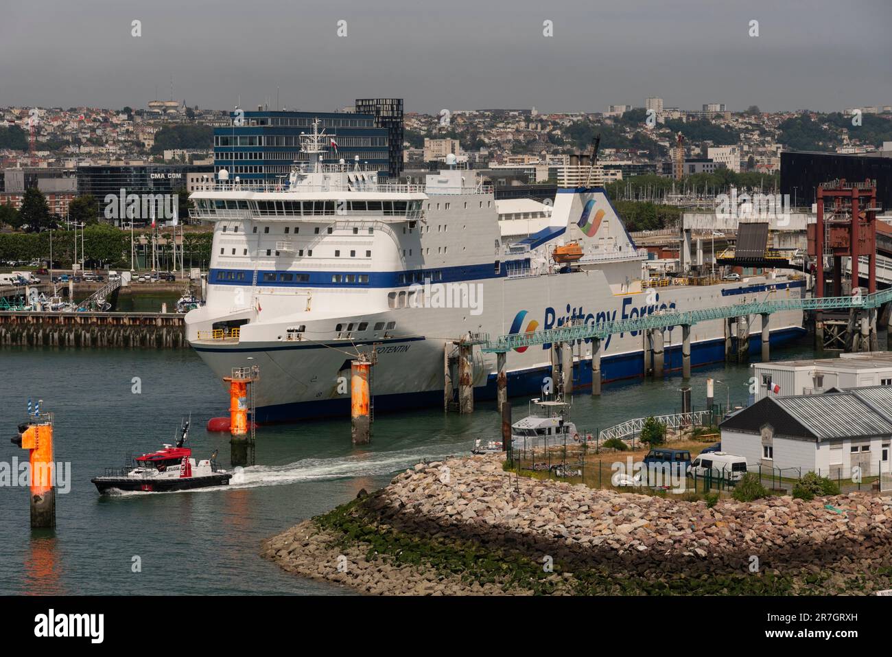 Le Havre, northern France, Europe. 2023. Roll on roll off ferry with