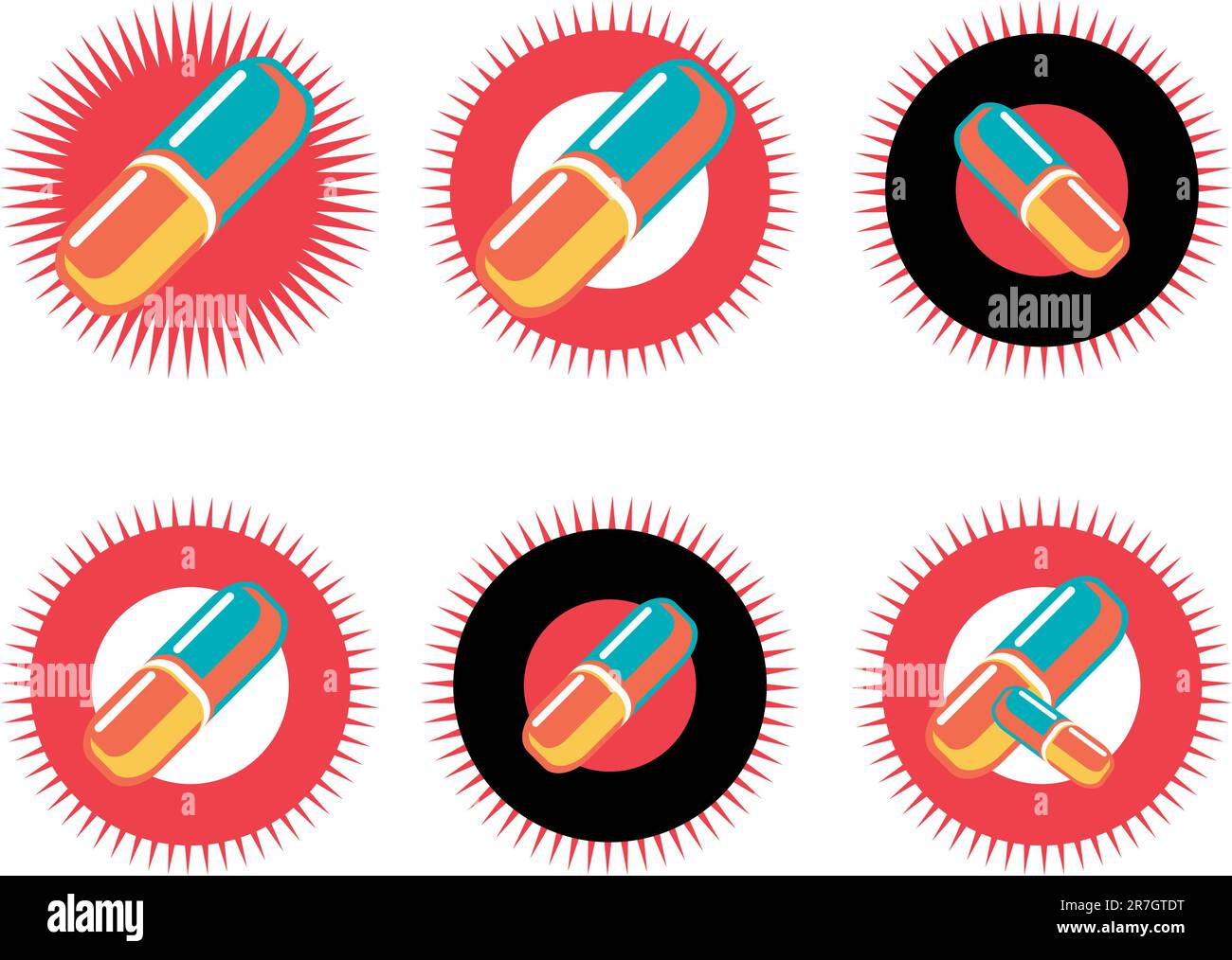 Medical Pills frame tag labels Stock Vector