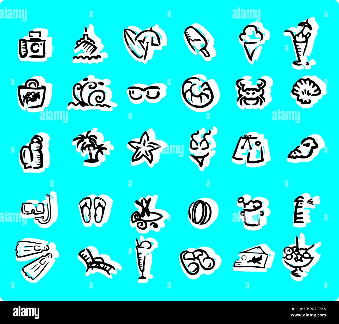 Beach icon set vector illustration doodley Stock Vector Image & Art - Alamy