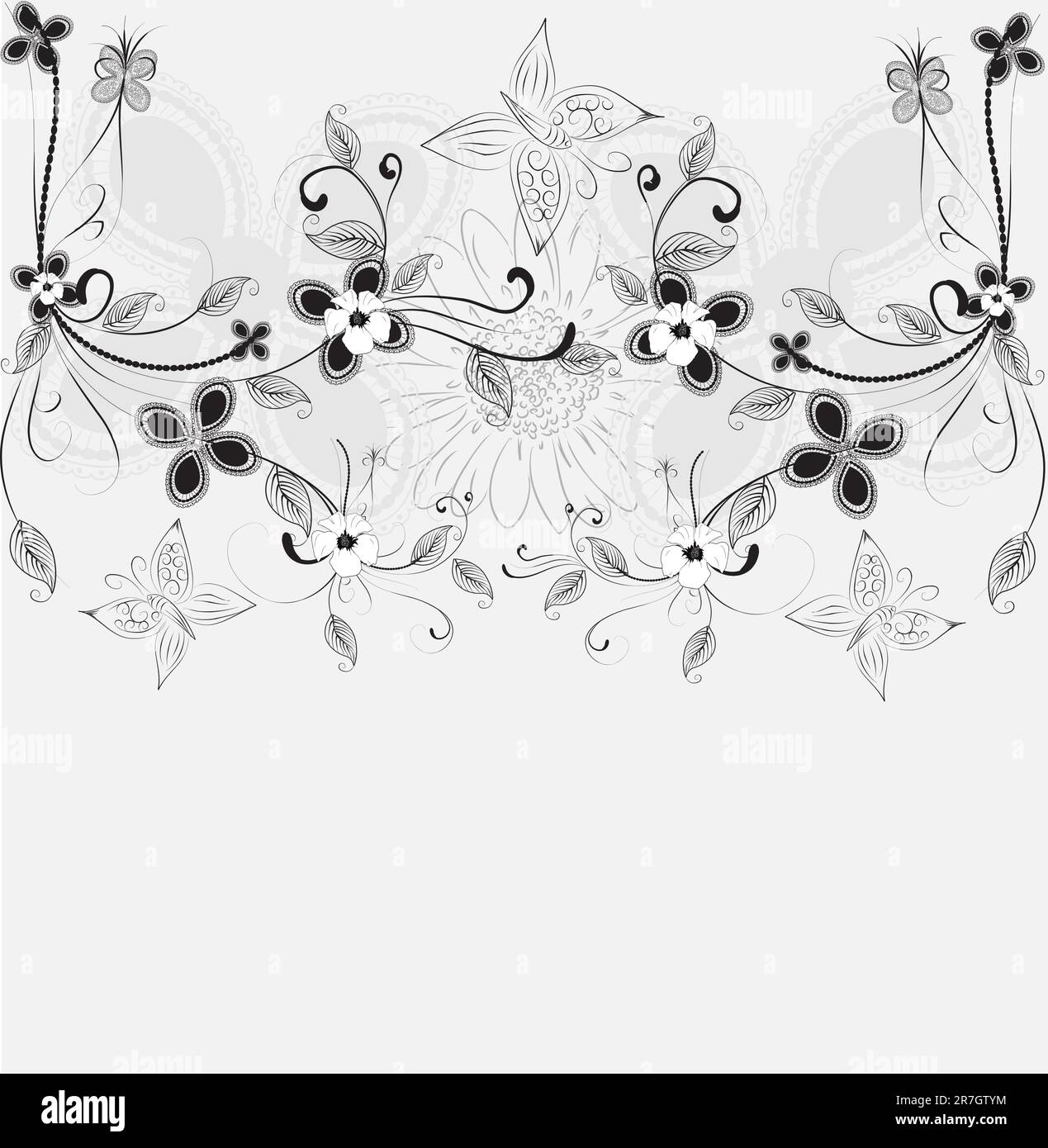 Floral paper border Black and White Stock Photos & Images - Alamy