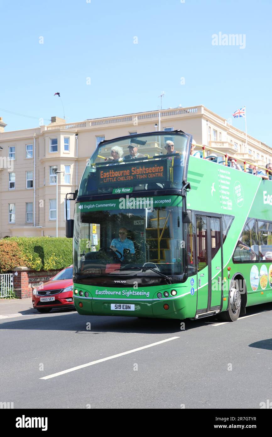 EASTBOURNE SIGHTSEEING TOUR BUS Stock Photo