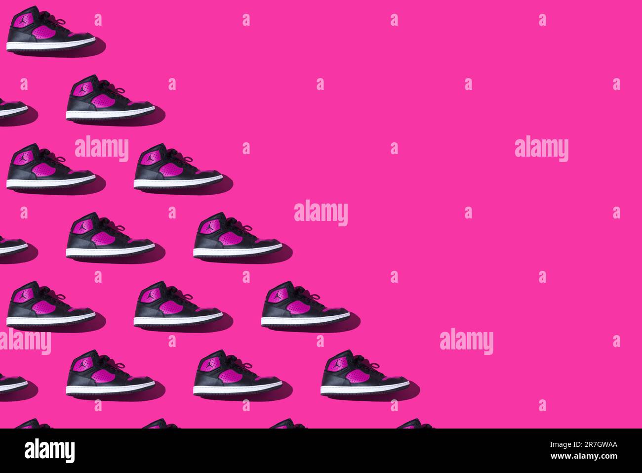 Black and purple NIKE Jordan Access shoes pattern, on the left side, on a  purple background. Concept of sneaker, basketball, retro, michael jordan,  fa Stock Photo - Alamy