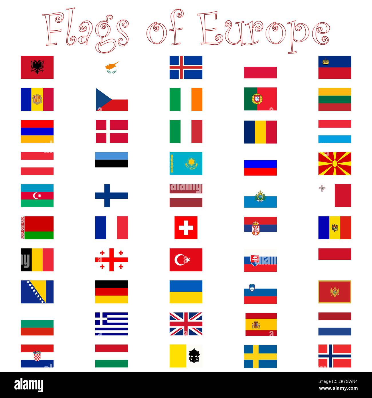 flags of europe against white background, abstract vector art illustration Stock Vector