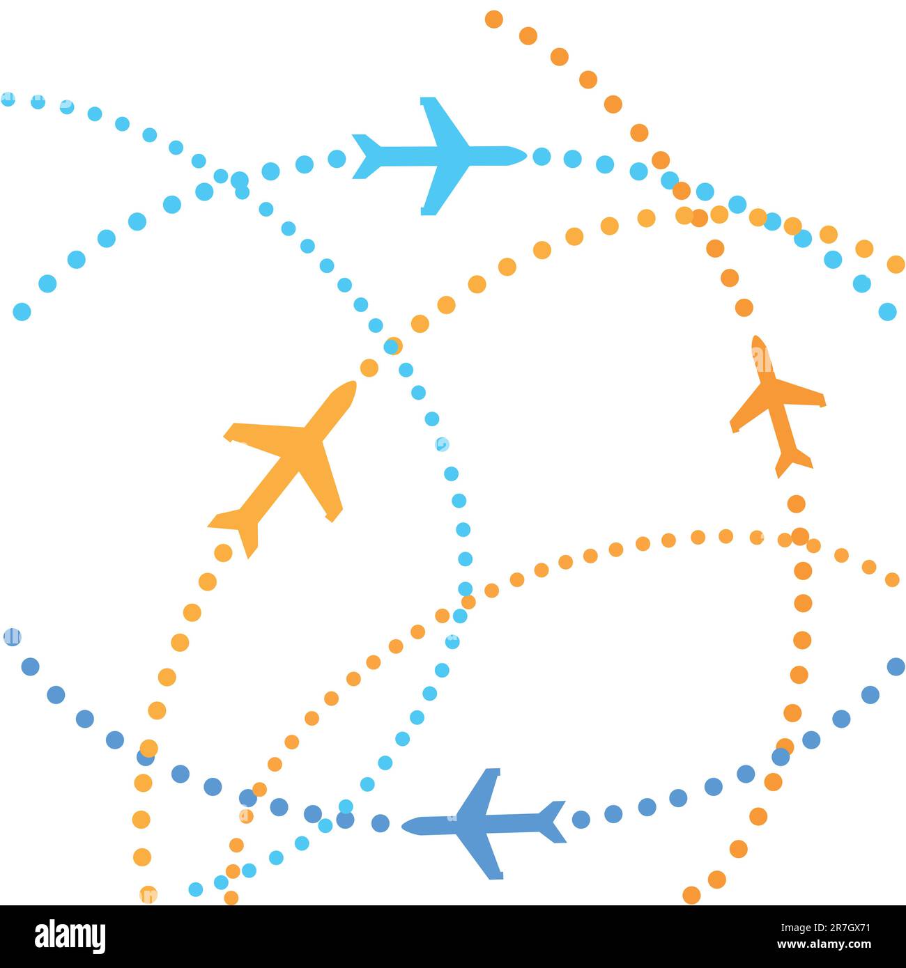 Airplanes on their destination routes Stock Vector