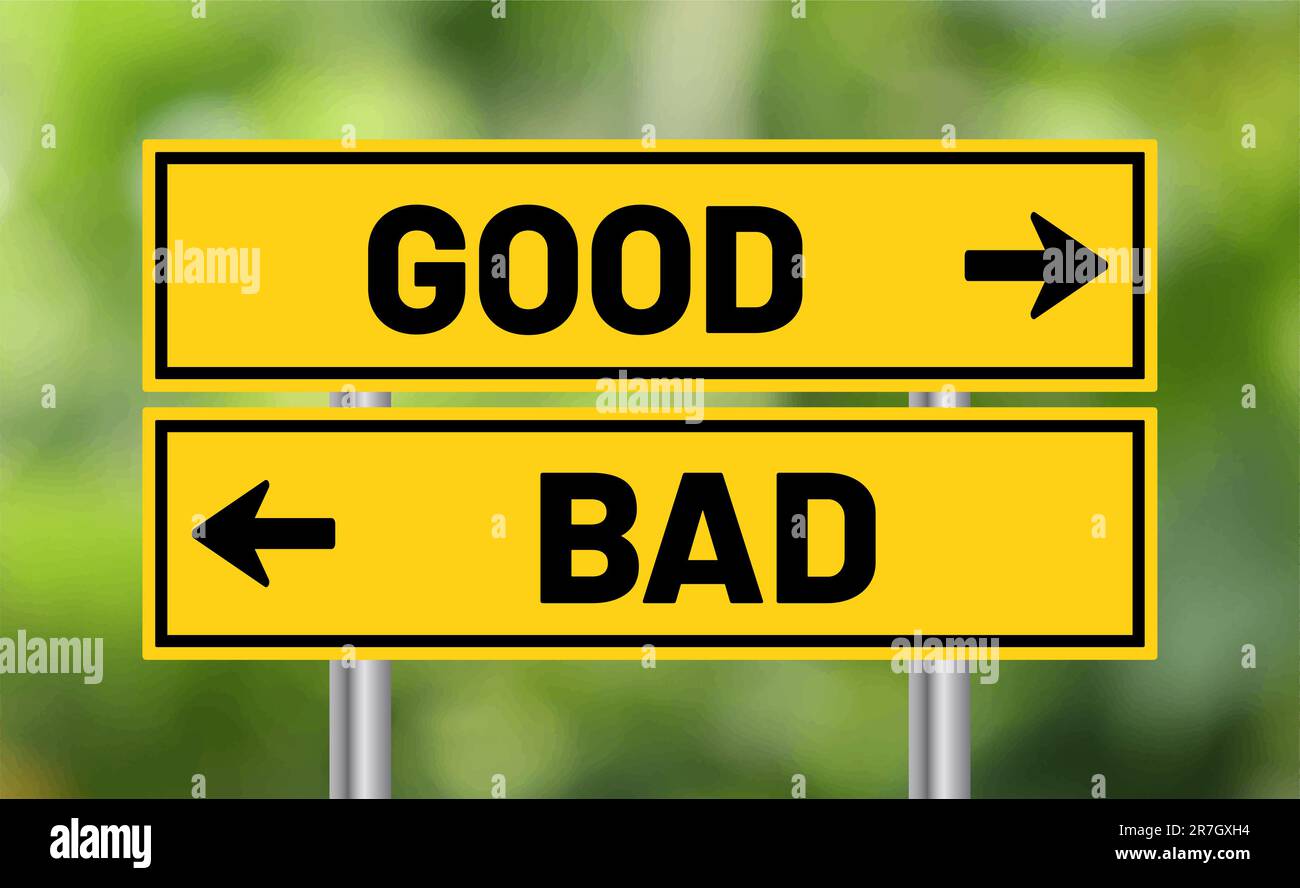 Good or bad road sign on blur background Stock Photo - Alamy