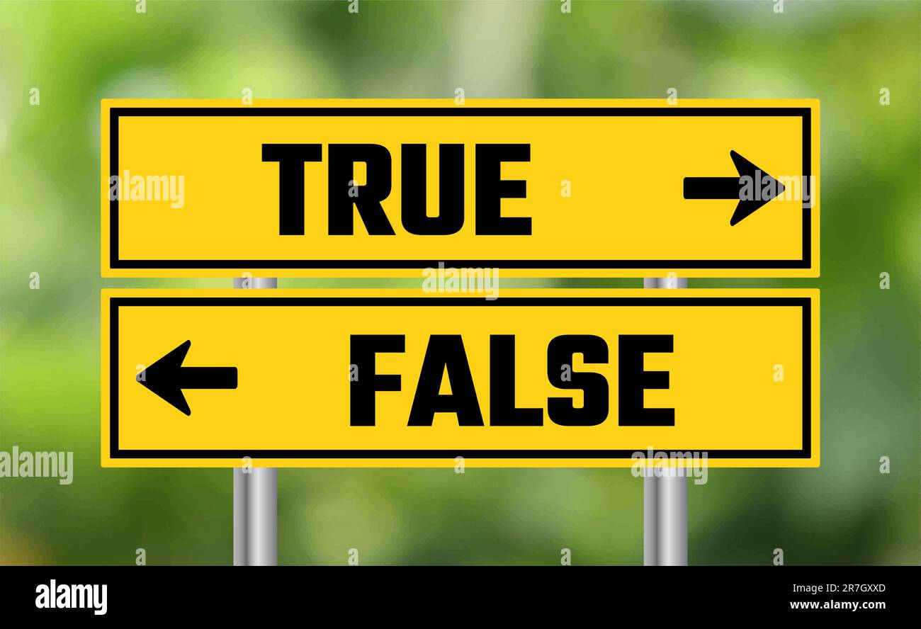 True or false road sign on blur background Stock Photo - Alamy