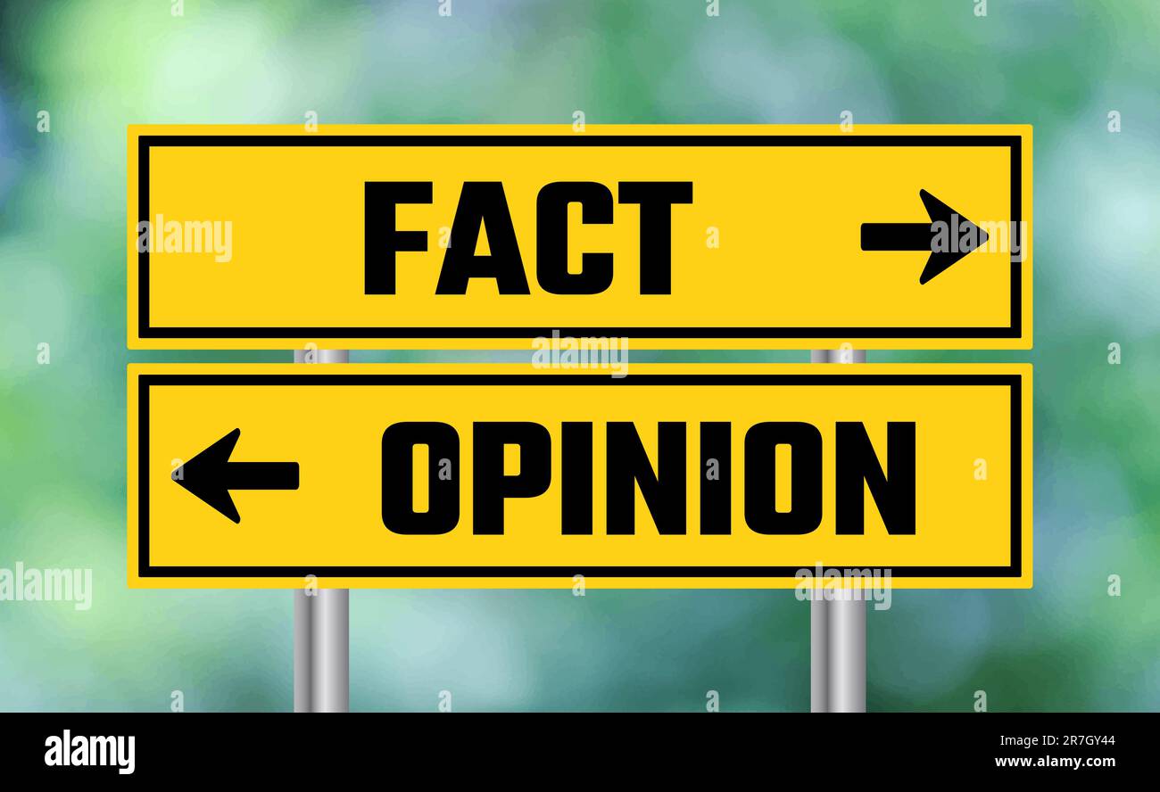 Fact or opinion road sign on blur background Stock Photo - Alamy