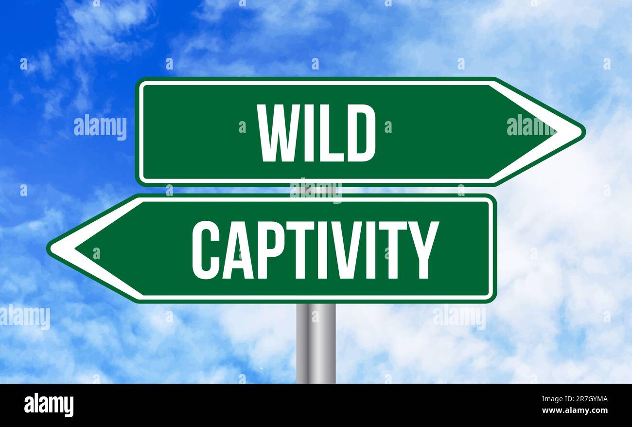 Wild or captivity road sign on sky background Stock Photo - Alamy