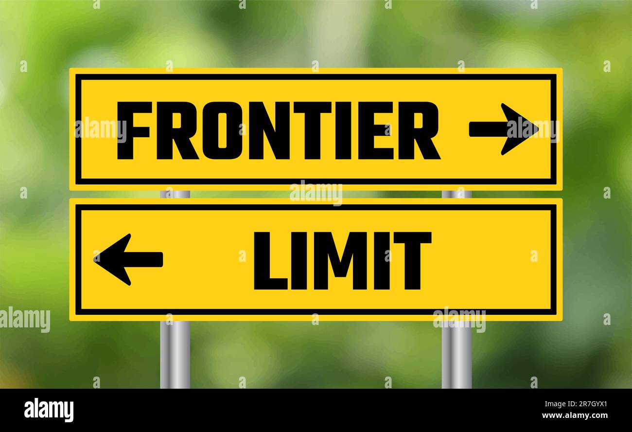Frontier or limit road sign on blur background Stock Photo - Alamy