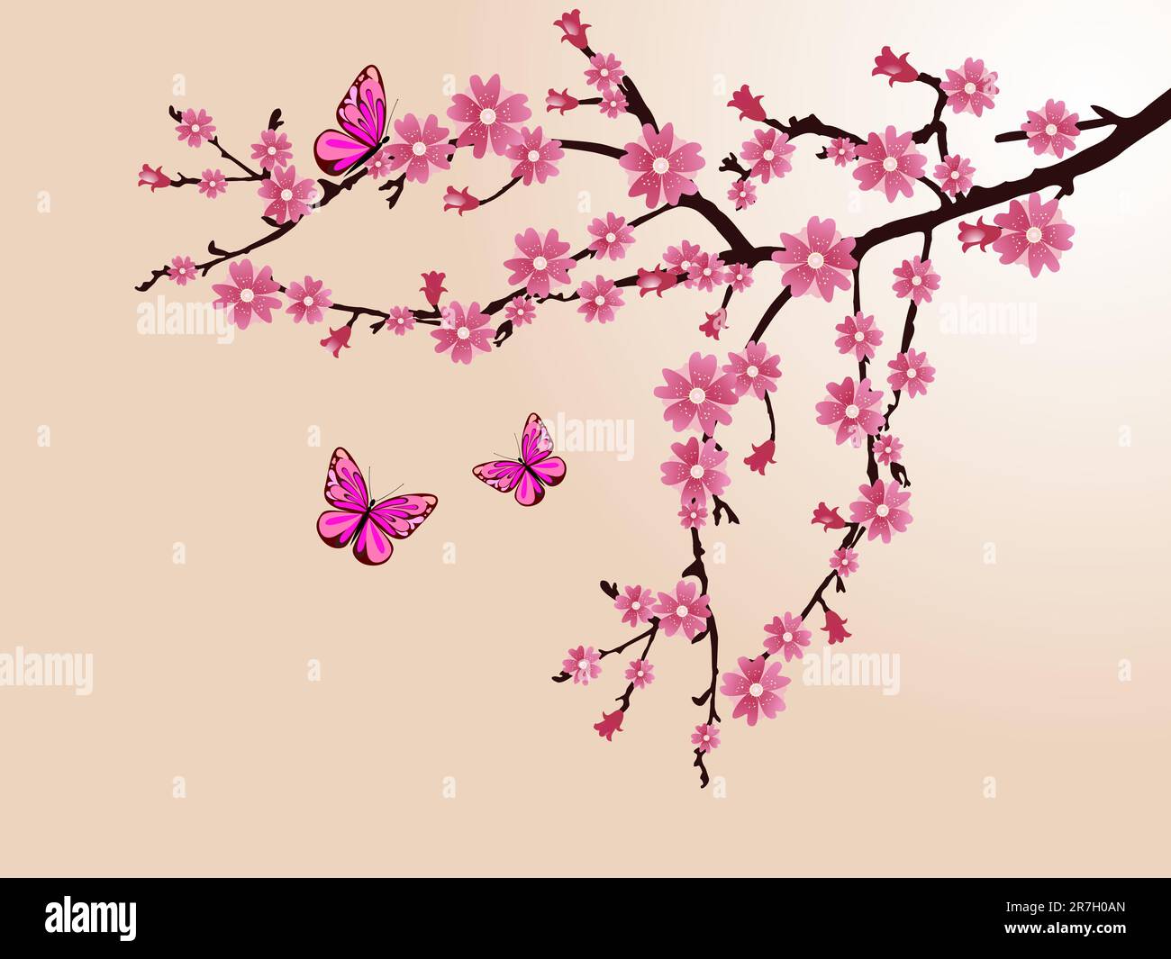 vector 10 eps illustration of a branch with cherry blossom Stock Vector ...